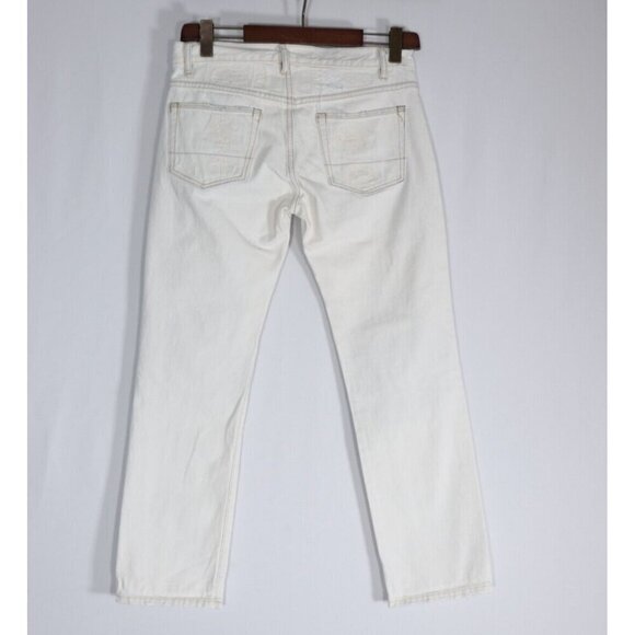 NSF Womens US 27 White Straight Slouch Boyfriend Jeans Distressed Straight Denim - Picture 6 of 7